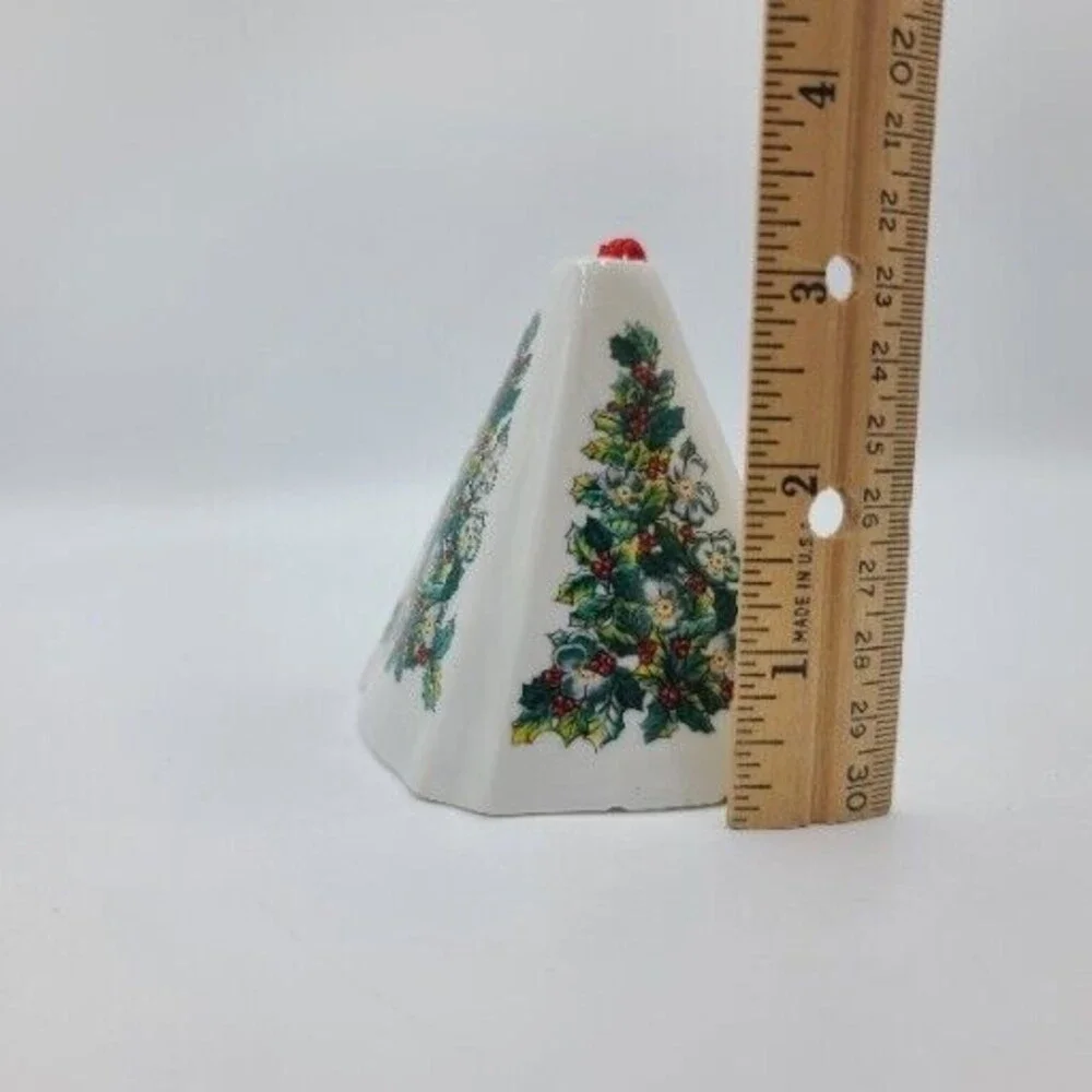 Vintage Jasco Festive Porcelain Christmas Ornament Holly Tree